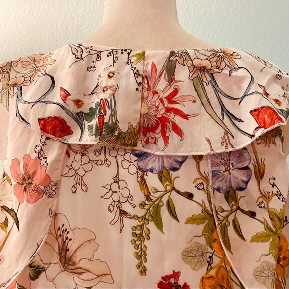 Parker Glory Dress, Floral Print, Cold Shoulder. Size Small - Picture 6 of 7